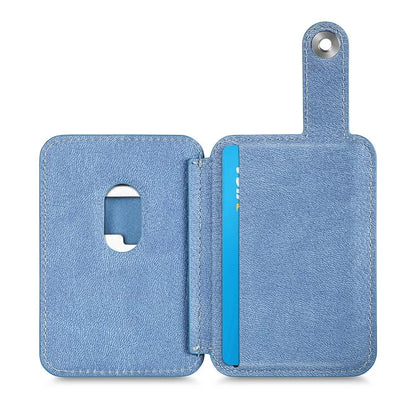 Phone Card Holder Carbon Fiber Texture Kickstand Adhesive PU Leather Card Bag