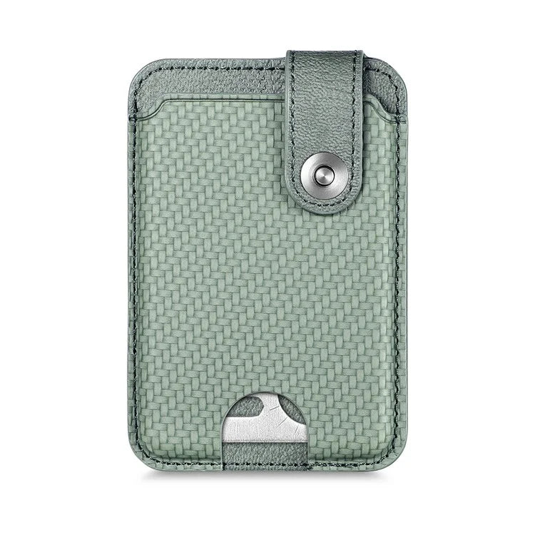 Phone Card Holder Carbon Fiber Texture Kickstand Adhesive PU Leather Card Bag