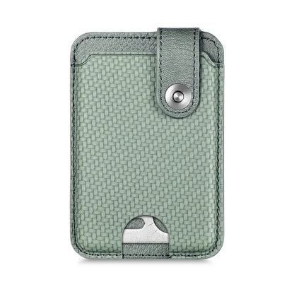 Phone Card Holder Carbon Fiber Texture Kickstand Adhesive PU Leather Card Bag