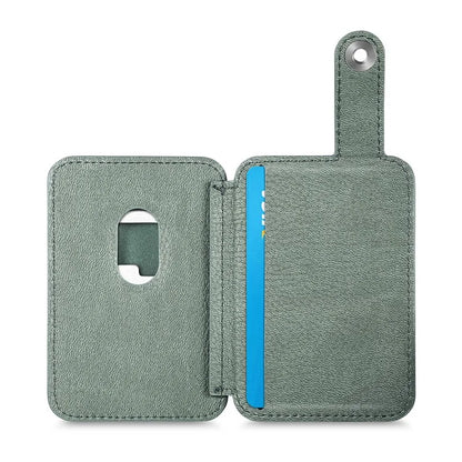 Phone Card Holder Carbon Fiber Texture Kickstand Adhesive PU Leather Card Bag
