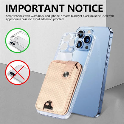 Phone Card Holder Carbon Fiber Texture Kickstand Adhesive PU Leather Card Bag