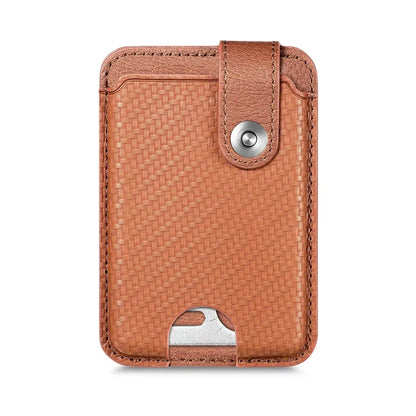 Phone Card Holder Carbon Fiber Texture Kickstand Adhesive PU Leather Card Bag