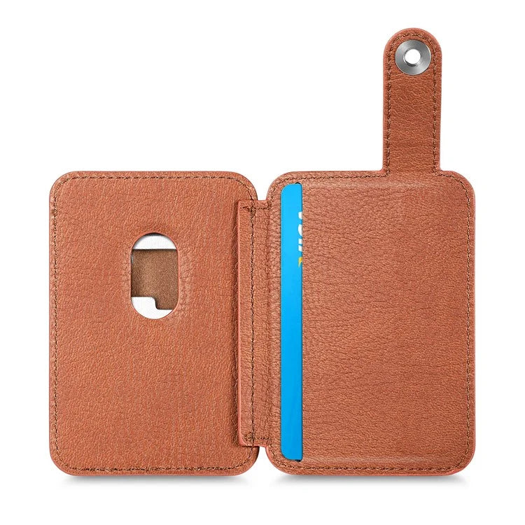 Phone Card Holder Carbon Fiber Texture Kickstand Adhesive PU Leather Card Bag