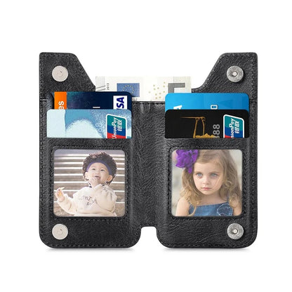 Zipper Card Holder Bag Kickstand Carbon Fiber Texture Leather Zipper Wallet