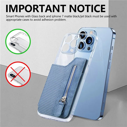 Zipper Card Holder Bag Kickstand Carbon Fiber Texture Leather Zipper Wallet
