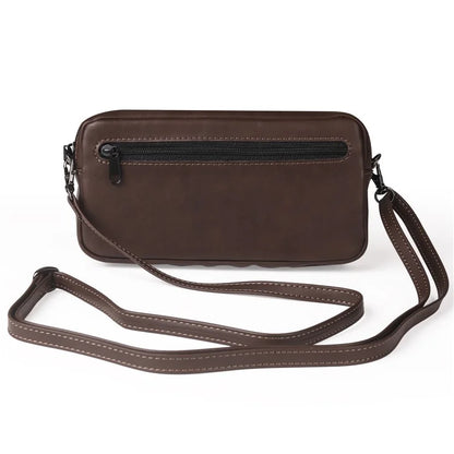 6.7-6.9 inch Crossbody Bag Fanny Packs Crazy Horse Texture Leather Belt Bag Crossbody Purse Traveling Workout