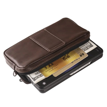 6.7-6.9 inch Crossbody Bag Fanny Packs Crazy Horse Texture Leather Belt Bag Crossbody Purse Traveling Workout