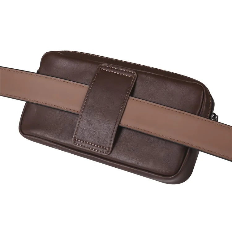 6.7-6.9 inch Crossbody Bag Fanny Packs Crazy Horse Texture Leather Belt Bag Crossbody Purse Traveling Workout