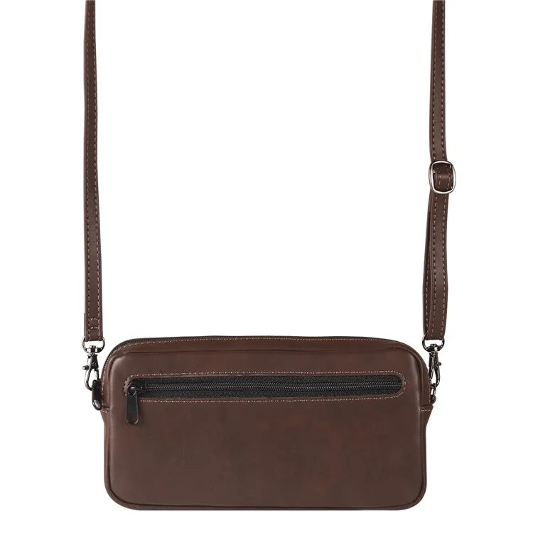 6.7-6.9 inch Crossbody Bag Fanny Packs Crazy Horse Texture Leather Belt Bag Crossbody Purse Traveling Workout