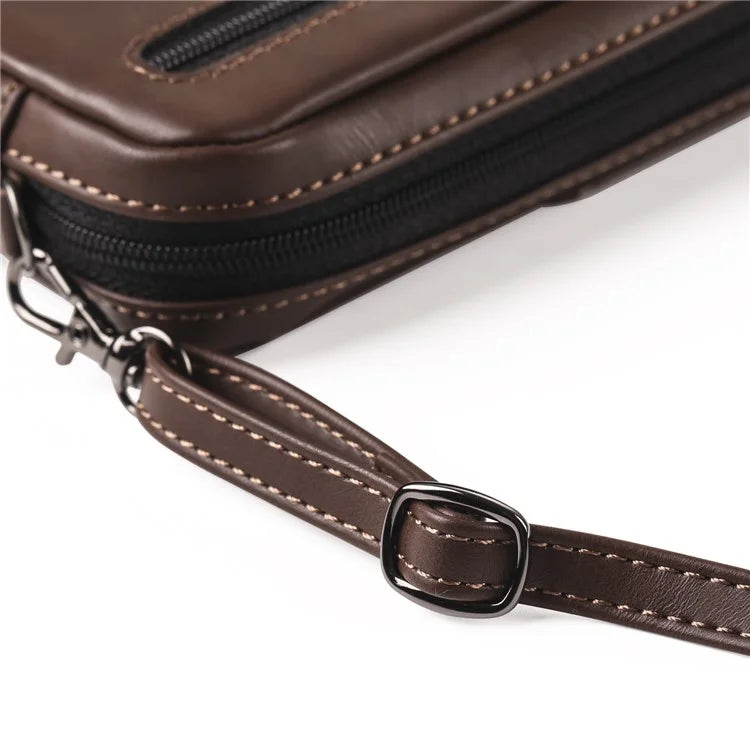 6.7-6.9 inch Crossbody Bag Fanny Packs Crazy Horse Texture Leather Belt Bag Crossbody Purse Traveling Workout