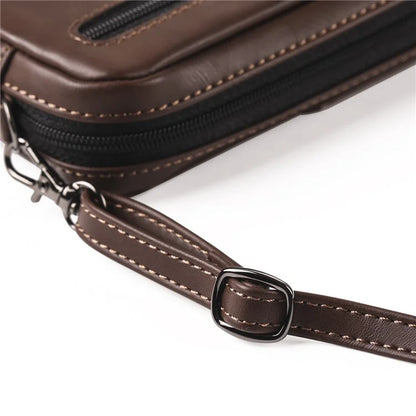 6.7-6.9 inch Crossbody Bag Fanny Packs Crazy Horse Texture Leather Belt Bag Crossbody Purse Traveling Workout