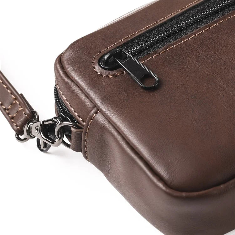 6.7-6.9 inch Crossbody Bag Fanny Packs Crazy Horse Texture Leather Belt Bag Crossbody Purse Traveling Workout