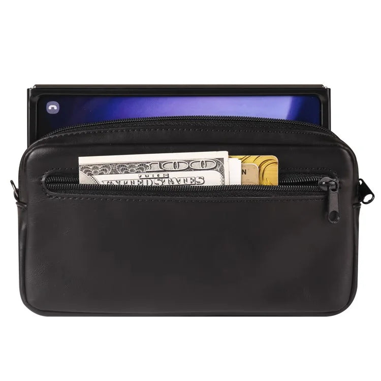 6.7-6.9 inch Crossbody Bag Fanny Packs Crazy Horse Texture Leather Belt Bag Crossbody Purse Traveling Workout