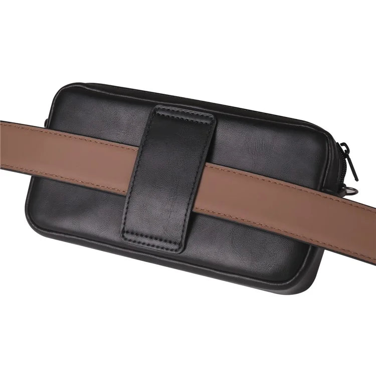 6.7-6.9 inch Crossbody Bag Fanny Packs Crazy Horse Texture Leather Belt Bag Crossbody Purse Traveling Workout