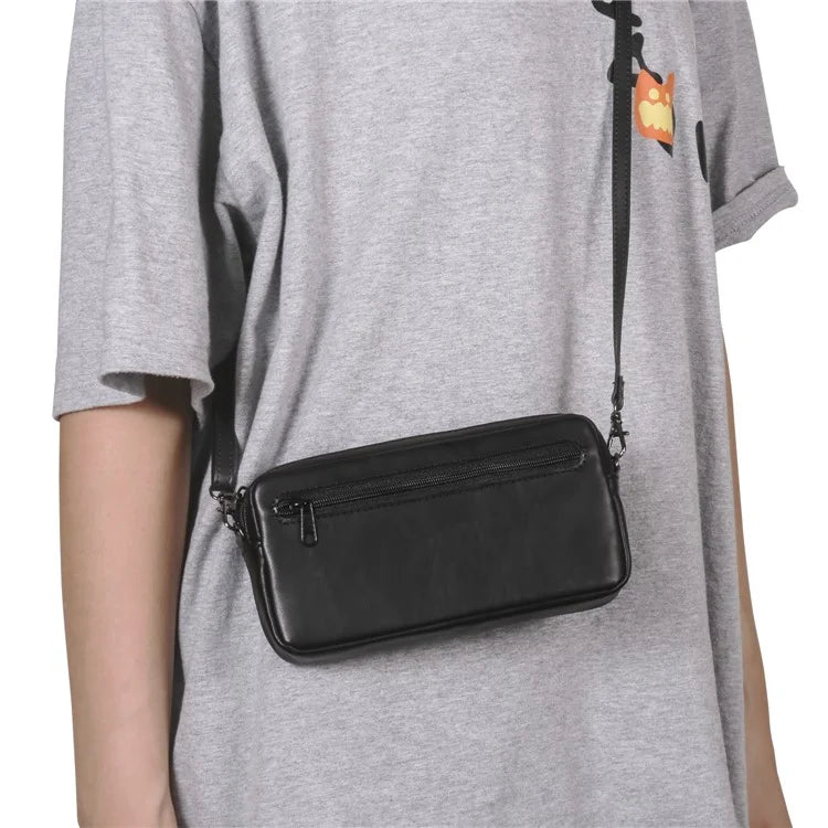 6.7-6.9 inch Crossbody Bag Fanny Packs Crazy Horse Texture Leather Belt Bag Crossbody Purse Traveling Workout