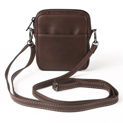 Small Crossbody Bag Vertical Zipper Foldable Phone Waist Bag Leather Belt Bag with Adjustable Strap