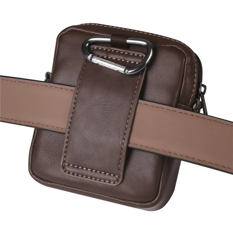 Small Crossbody Bag Vertical Zipper Foldable Phone Waist Bag Leather Belt Bag with Adjustable Strap