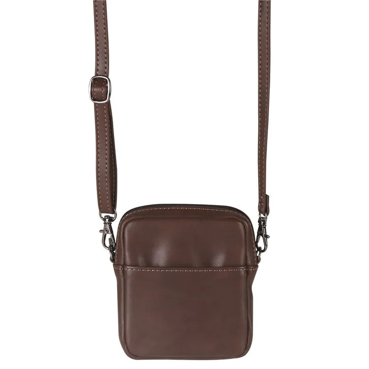 Small Crossbody Bag Vertical Zipper Foldable Phone Waist Bag Leather Belt Bag with Adjustable Strap
