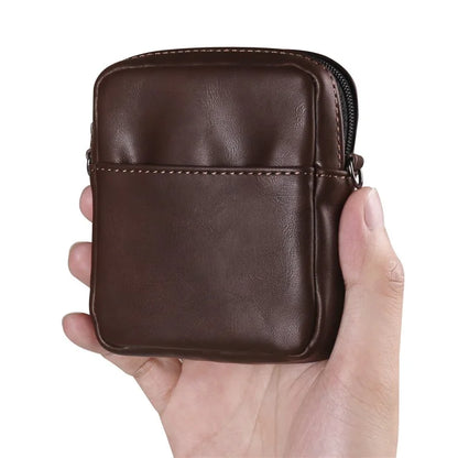 Small Crossbody Bag Vertical Zipper Foldable Phone Waist Bag Leather Belt Bag with Adjustable Strap