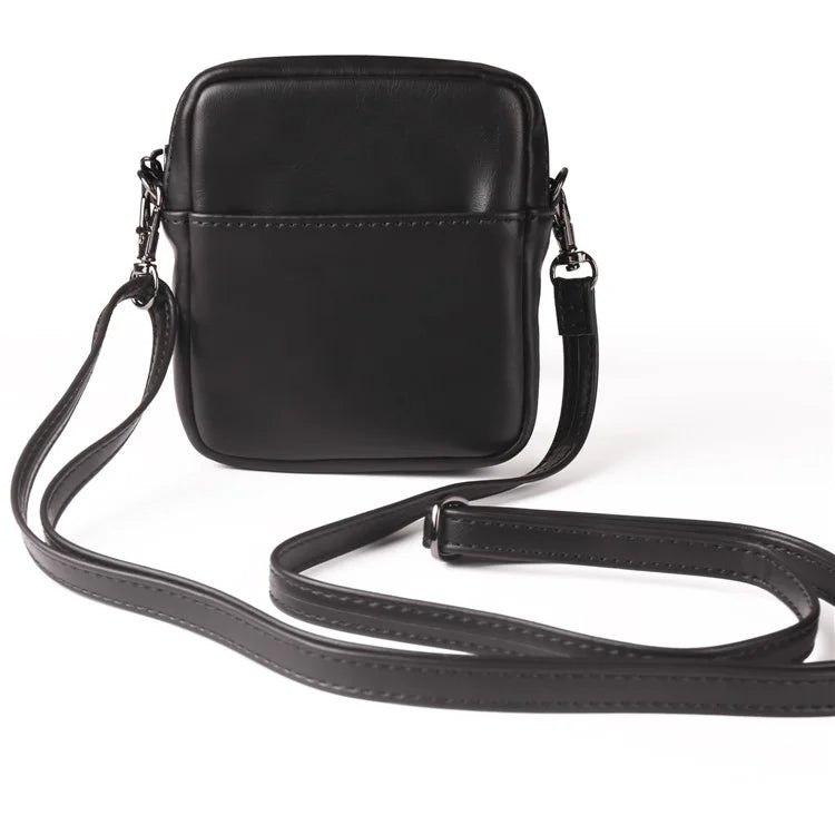 Small Crossbody Bag Vertical Zipper Foldable Phone Waist Bag Leather Belt Bag with Adjustable Strap