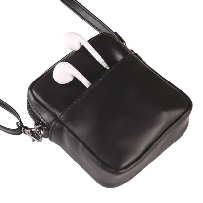 Small Crossbody Bag Vertical Zipper Foldable Phone Waist Bag Leather Belt Bag with Adjustable Strap