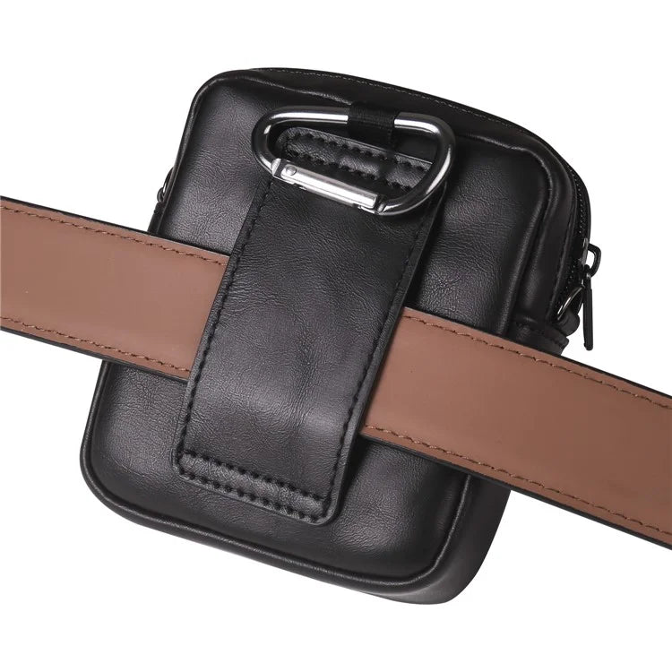 Small Crossbody Bag Vertical Zipper Foldable Phone Waist Bag Leather Belt Bag with Adjustable Strap
