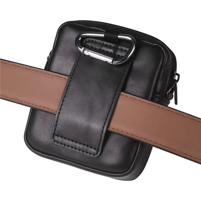 Small Crossbody Bag Vertical Zipper Foldable Phone Waist Bag Leather Belt Bag with Adjustable Strap