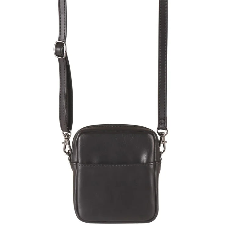 Small Crossbody Bag Vertical Zipper Foldable Phone Waist Bag Leather Belt Bag with Adjustable Strap