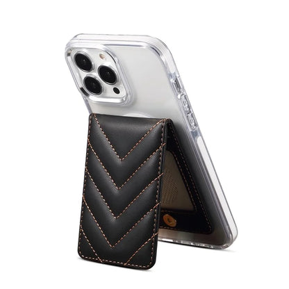 Adhesive Card Holder for Smart Phones Leather Card Bag with RFID Blocking, Kickstand