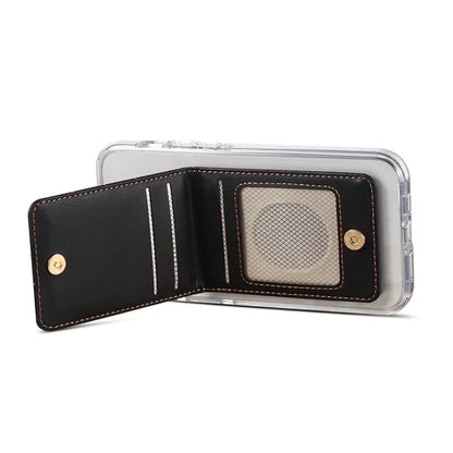 Adhesive Card Holder for Smart Phones Leather Card Bag with RFID Blocking, Kickstand