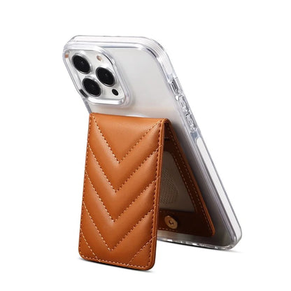 Adhesive Card Holder for Smart Phones Leather Card Bag with RFID Blocking, Kickstand
