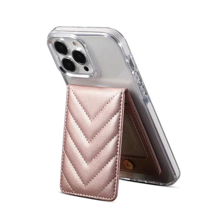 Adhesive Card Holder for Smart Phones Leather Card Bag with RFID Blocking, Kickstand