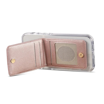 Adhesive Card Holder for Smart Phones Leather Card Bag with RFID Blocking, Kickstand