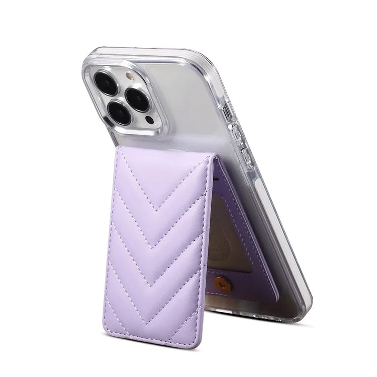 Adhesive Card Holder for Smart Phones Leather Card Bag with RFID Blocking, Kickstand