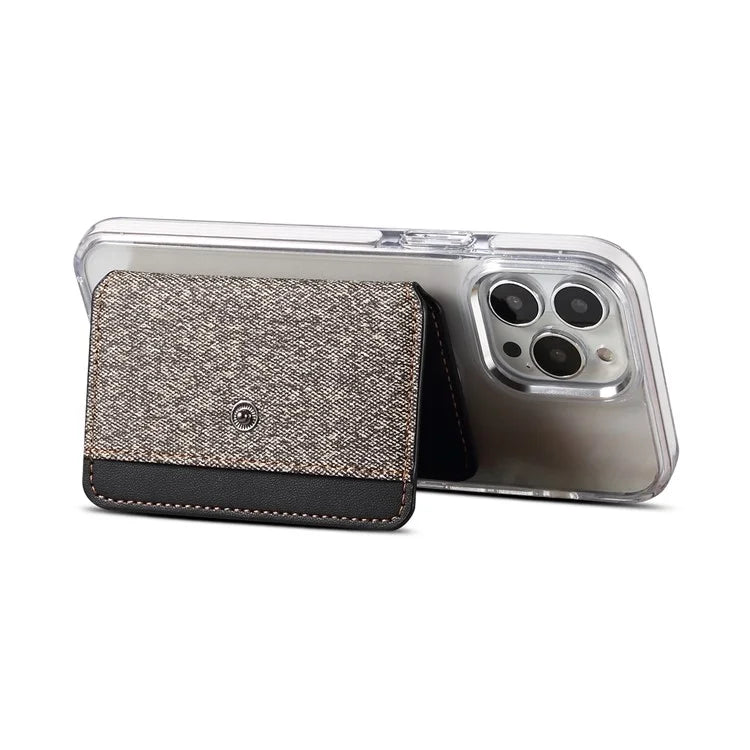 Color Matching Adhesive Card Holder for Mobile Phones Leather Card Bag with Kickstand