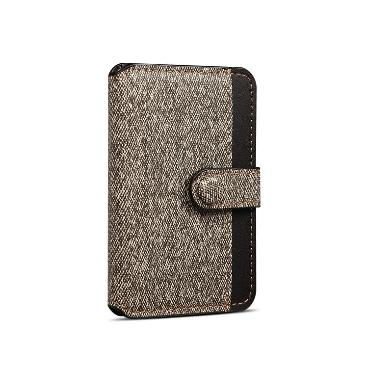 Color Matching Adhesive Card Holder for Mobile Phones Leather Card Bag with Kickstand