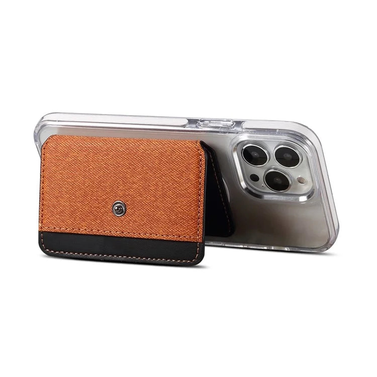 Color Matching Adhesive Card Holder for Mobile Phones Leather Card Bag with Kickstand