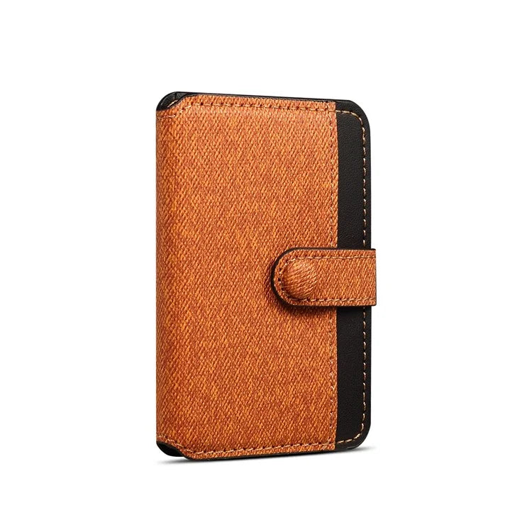 Color Matching Adhesive Card Holder for Mobile Phones Leather Card Bag with Kickstand