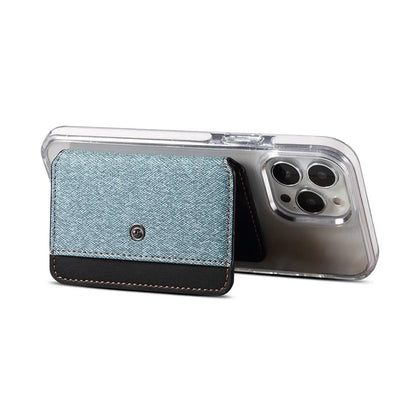Color Matching Adhesive Card Holder for Mobile Phones Leather Card Bag with Kickstand