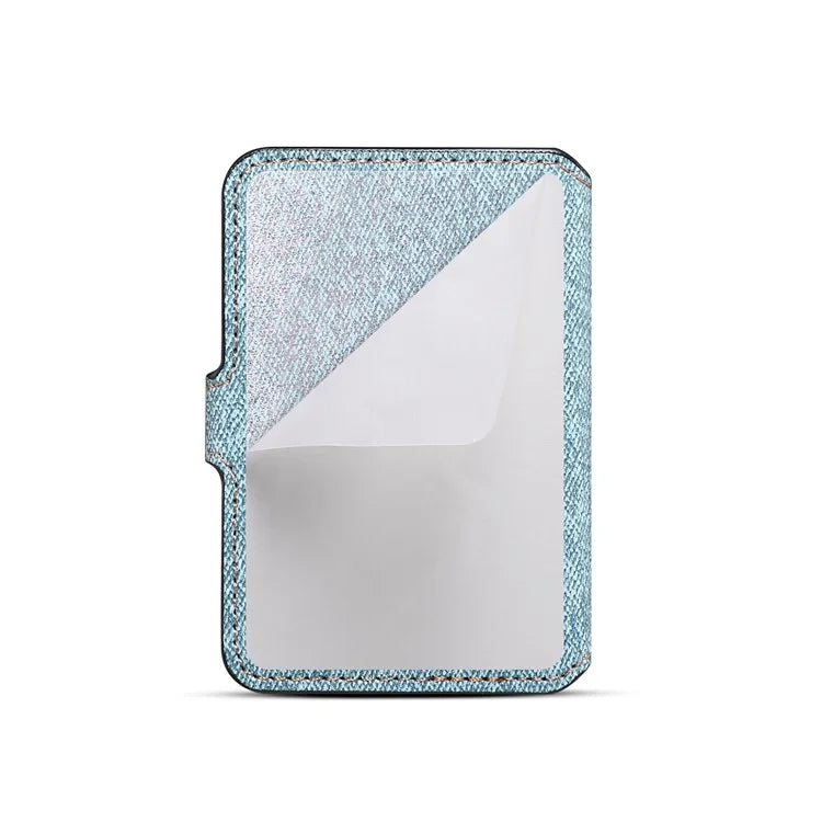 Color Matching Adhesive Card Holder for Mobile Phones Leather Card Bag with Kickstand