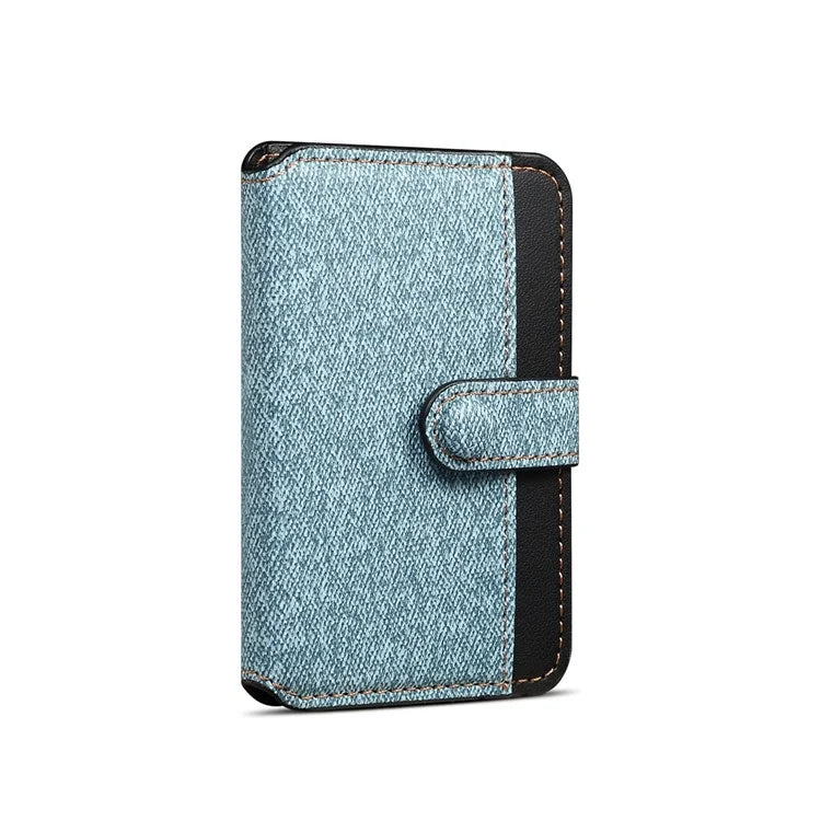 Color Matching Adhesive Card Holder for Mobile Phones Leather Card Bag with Kickstand