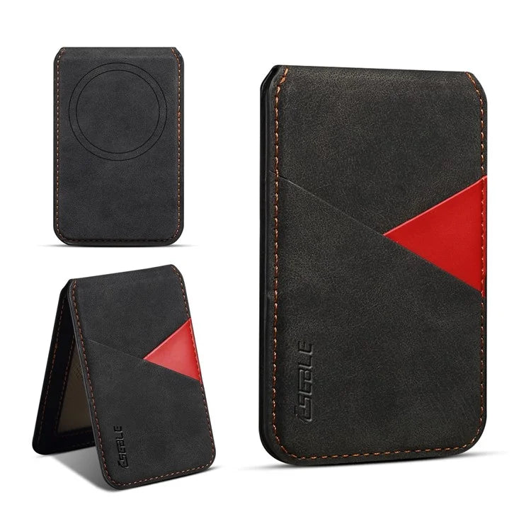 ESEBLE Magnetic Card Holder Compatible with MagSafe RFID Blocking Phone Leather Wallet Kickstand