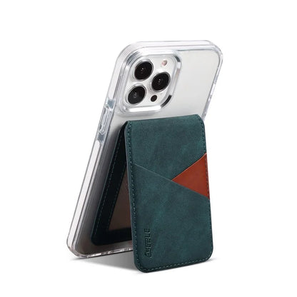 ESEBLE Magnetic Card Holder Compatible with MagSafe RFID Blocking Phone Leather Wallet Kickstand