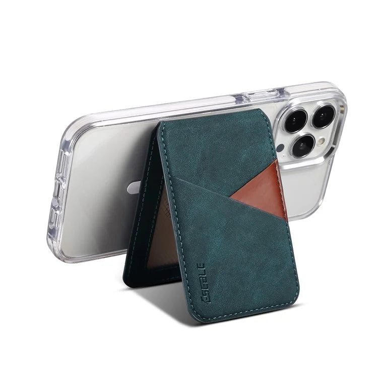 ESEBLE Magnetic Card Holder Compatible with MagSafe RFID Blocking Phone Leather Wallet Kickstand