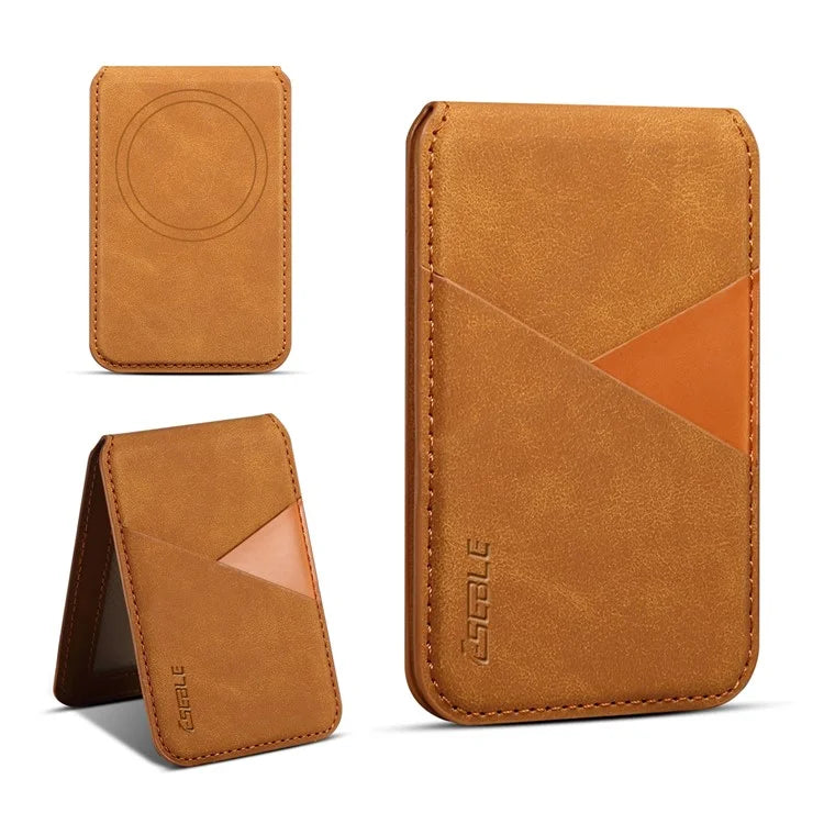 ESEBLE Magnetic Card Holder Compatible with MagSafe RFID Blocking Phone Leather Wallet Kickstand