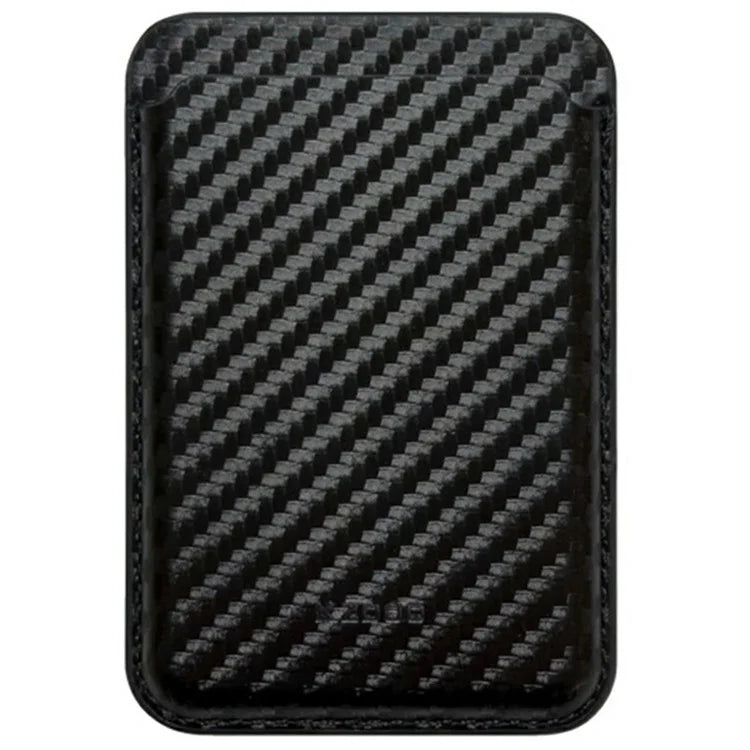 KZDOO Carbon Fiber Texture Magnetic Card Holder Compatible with MagSafe Cell Phone Leather Wallet