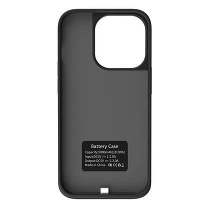 T43 For iPhone 15 5000mAh Battery Charging Case Kickstand Protective Extended Battery Charger Case