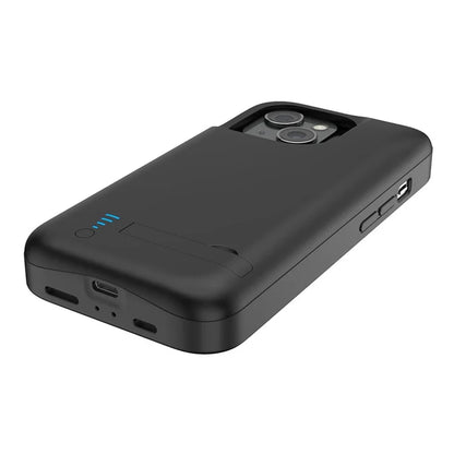 T43 For iPhone 15 5000mAh Battery Charging Case Kickstand Protective Extended Battery Charger Case