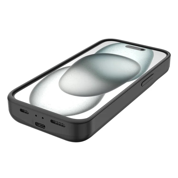 T43 For iPhone 15 5000mAh Battery Charging Case Kickstand Protective Extended Battery Charger Case