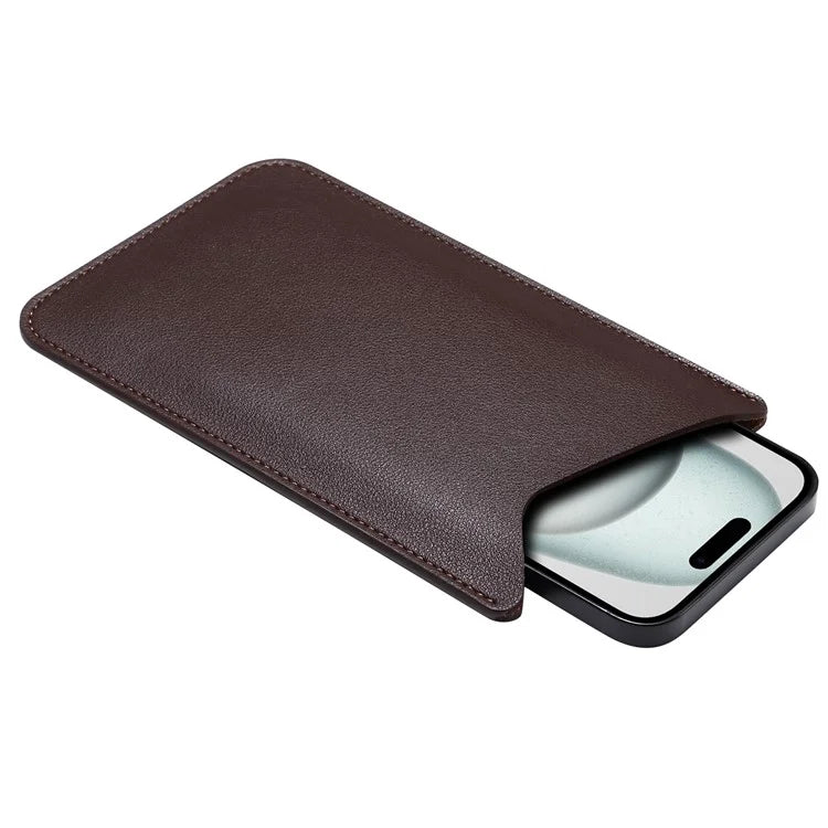 Slim Phone Case for 4.8" / 5.8" / 6.1" Mobile Phone Bag Microfiber Leather Phone Pouch, Size S